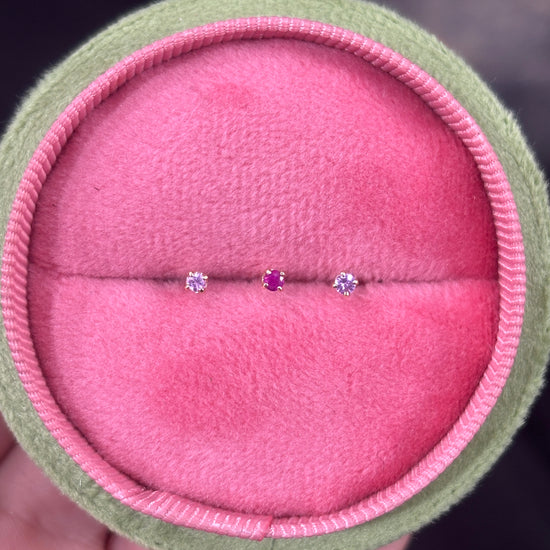 Tiny Pink Sapphire Single Studs, 14ct Yellow Gold (In Stock)