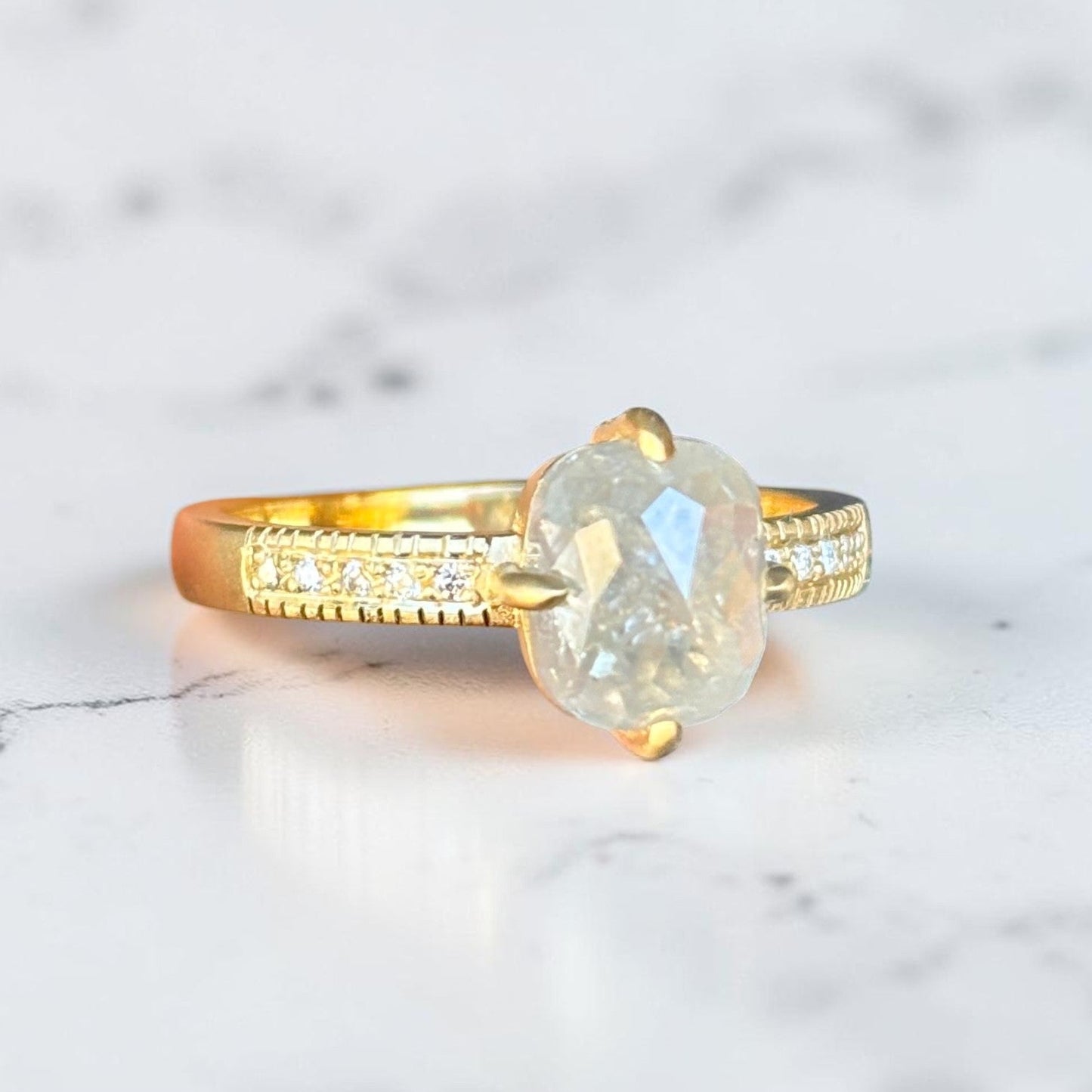 Icy Diamond Elizabeth Ring in 18ct Yellow Gold, Size N (In Stock)