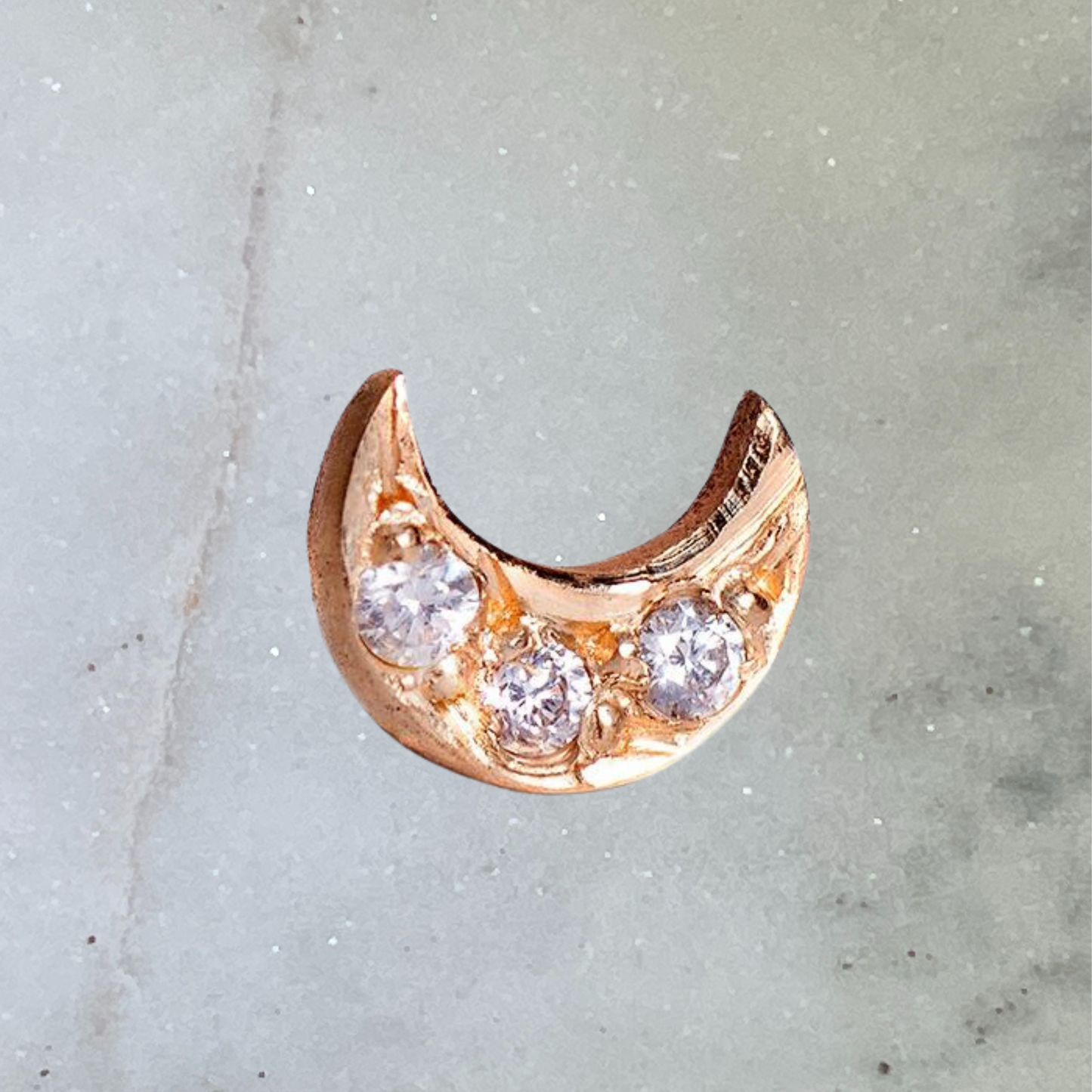 Diamond Mini Moon Single Stud In 14ct Rose Gold (In Stock)