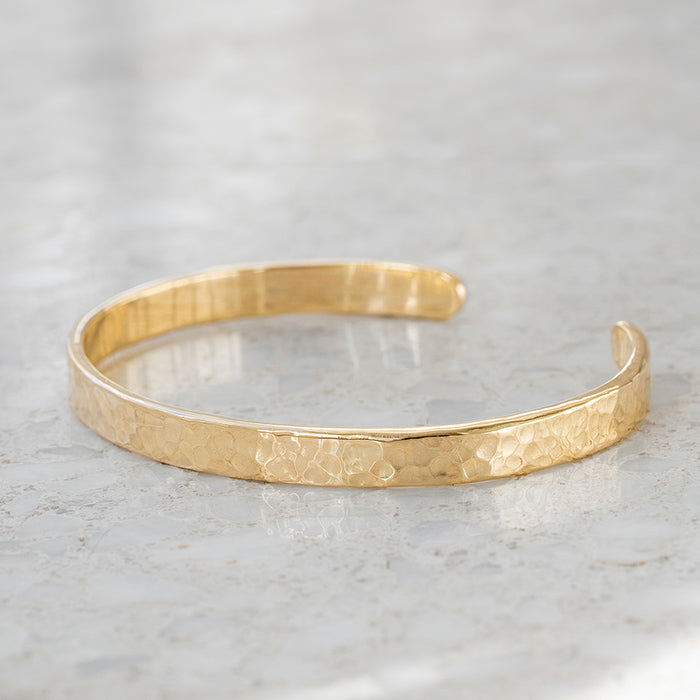 Narrow Hammered Cuff in 9ct Yellow Gold (In Stock)