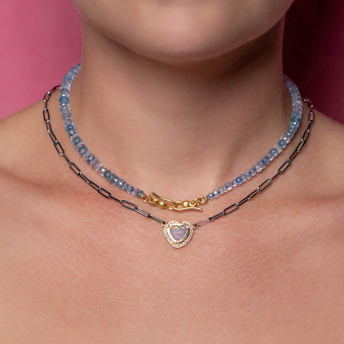 Aquamarine Bead Necklace in 18ct Yellow Gold (In Stock)