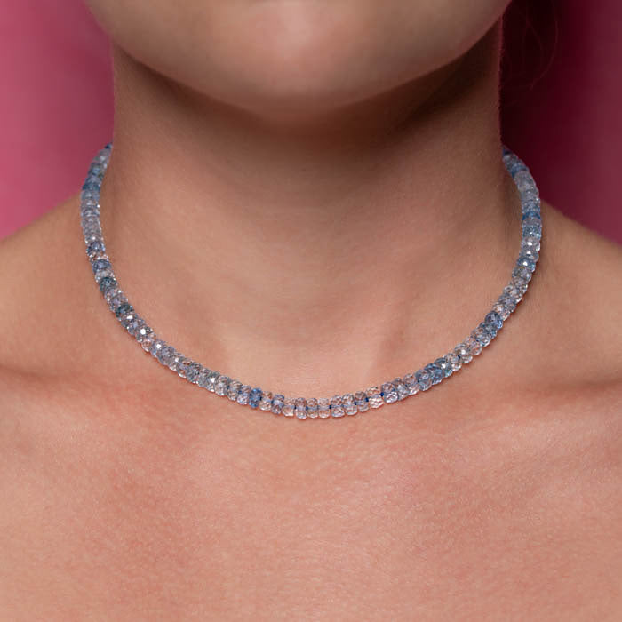 Aquamarine Bead Necklace in 18ct Yellow Gold (In Stock)