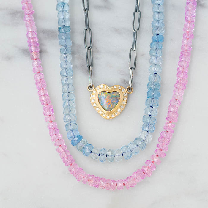 Pink Sapphire Bead Necklace