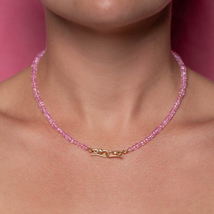 Pink Sapphire Bead Necklace