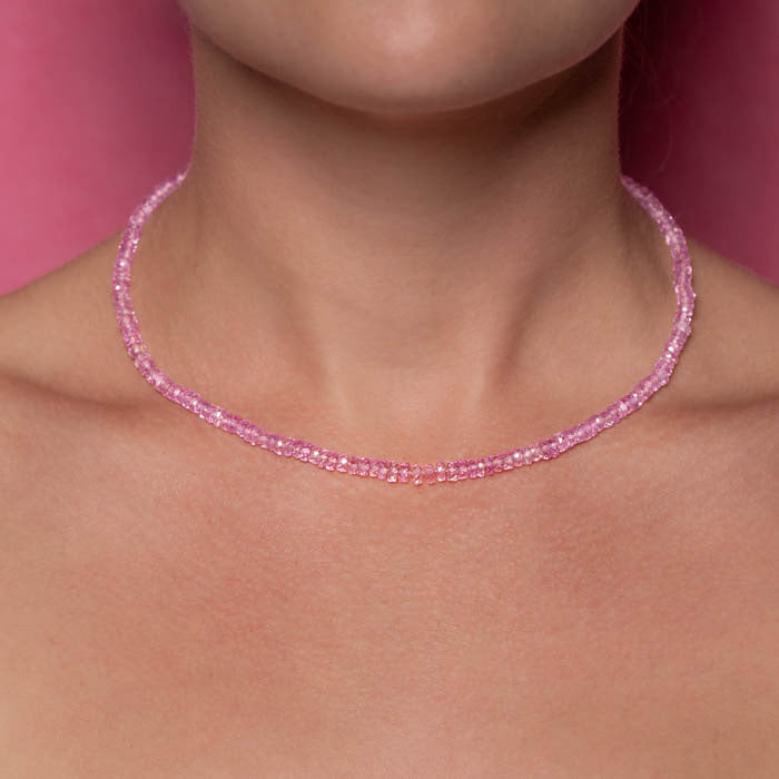 Pink Sapphire Bead Necklace