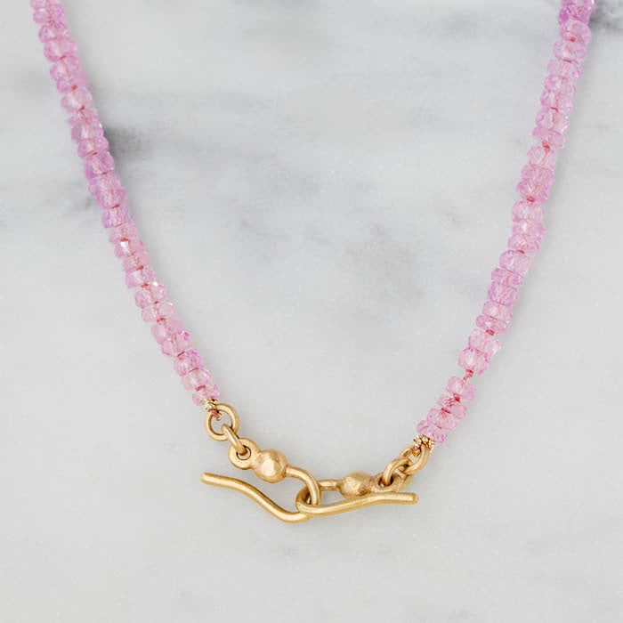 Pink Sapphire Bead Necklace