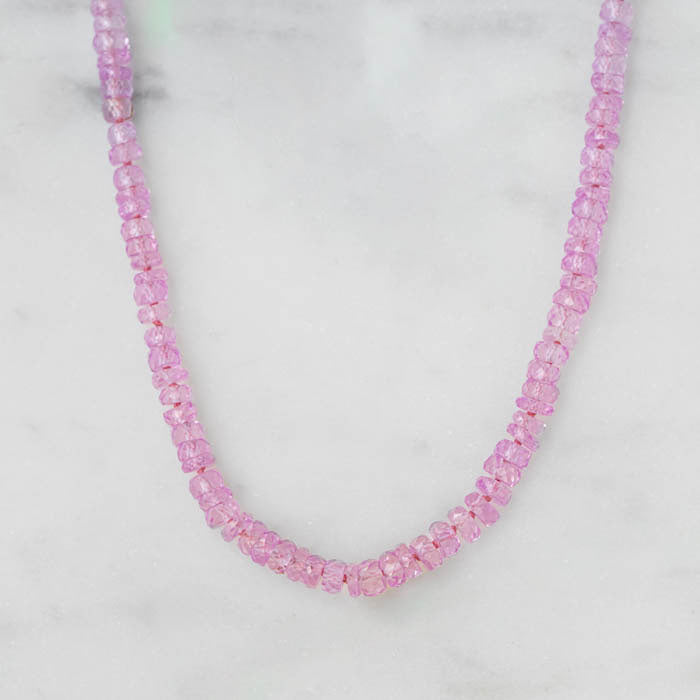 Pink Sapphire Bead Necklace