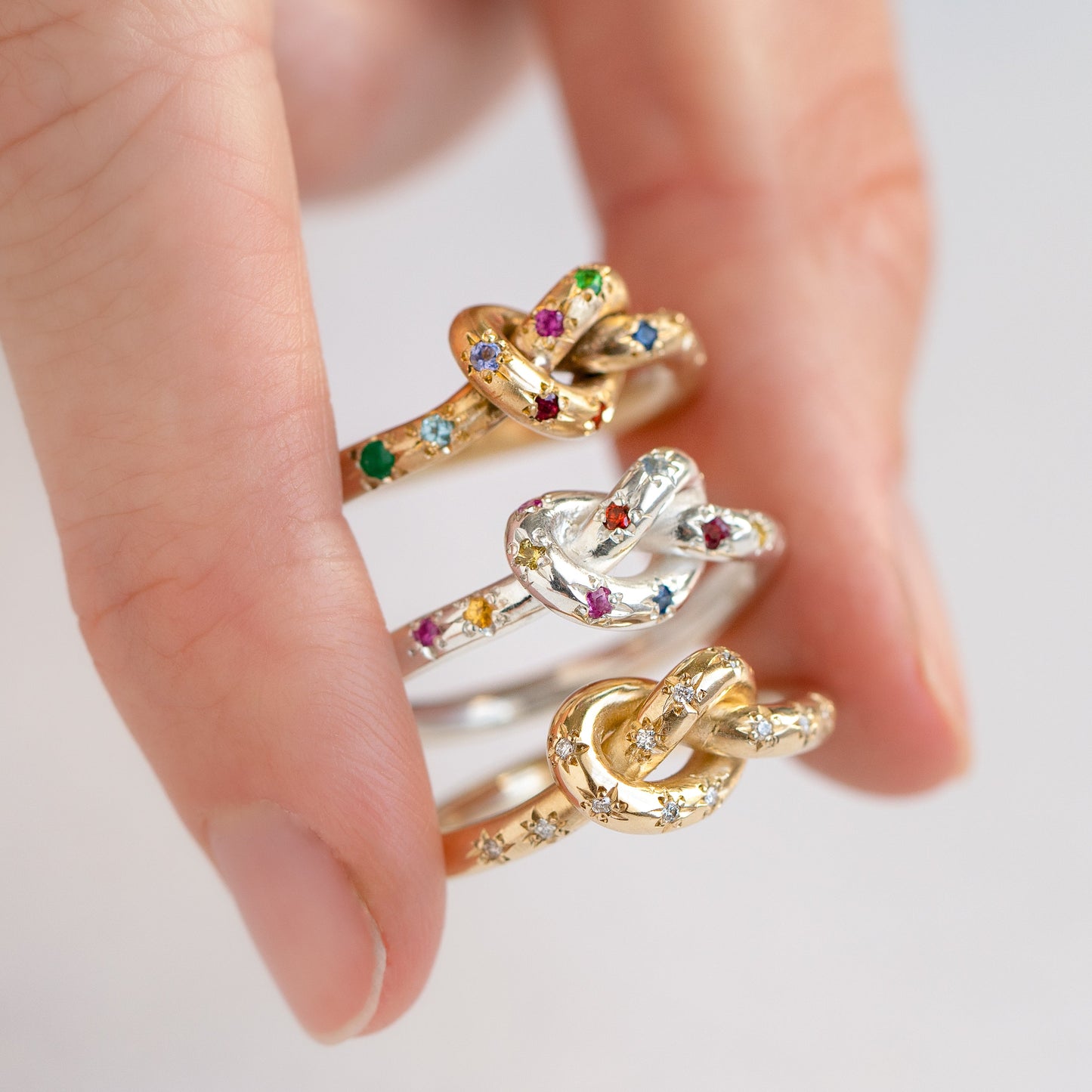 Diamond Pretzel Ring In 9ct Yellow Gold, Size P (In Stock)