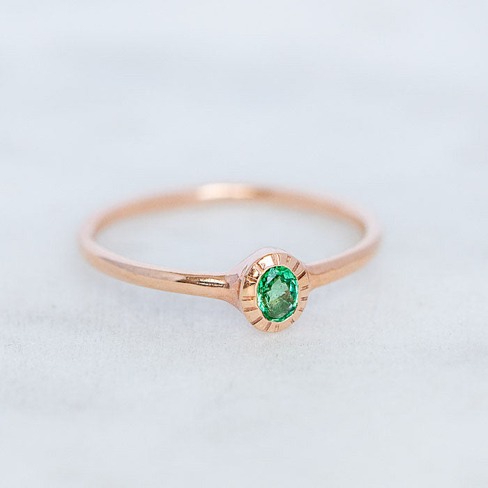 Emerald Forest Stacking Ring In 9ct Rose Gold, Size P (In Stock)