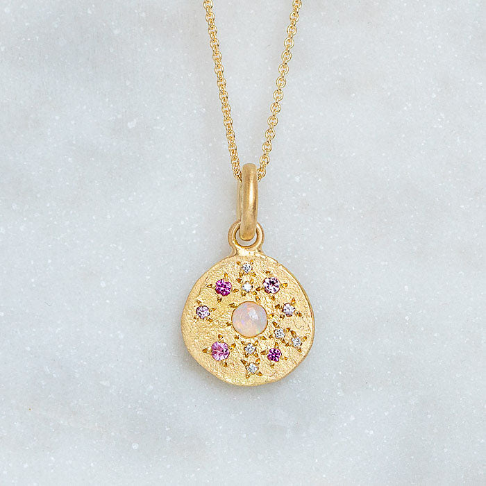 Opal Constellation Disc Necklace In 18ct Yellow Gold (In Stock)