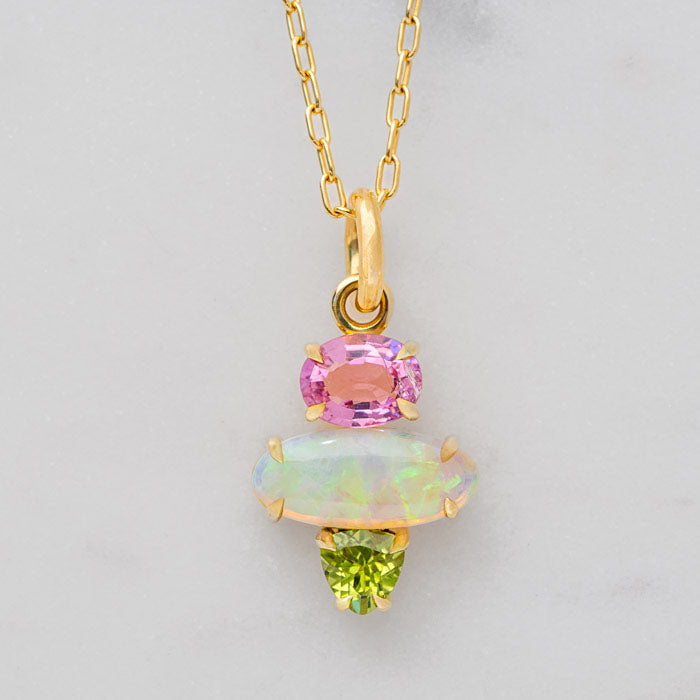One-off Crystal Opal Creature Pendant in 18ct Yellow Gold (In Stock)
