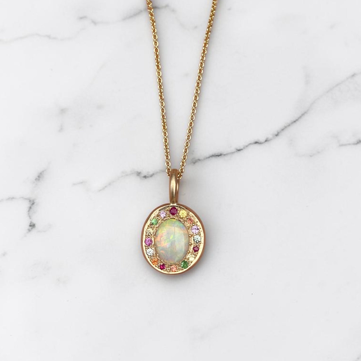 One-off Crystal Opal Pebble Necklace In 9ct Yellow Gold (In Stock)