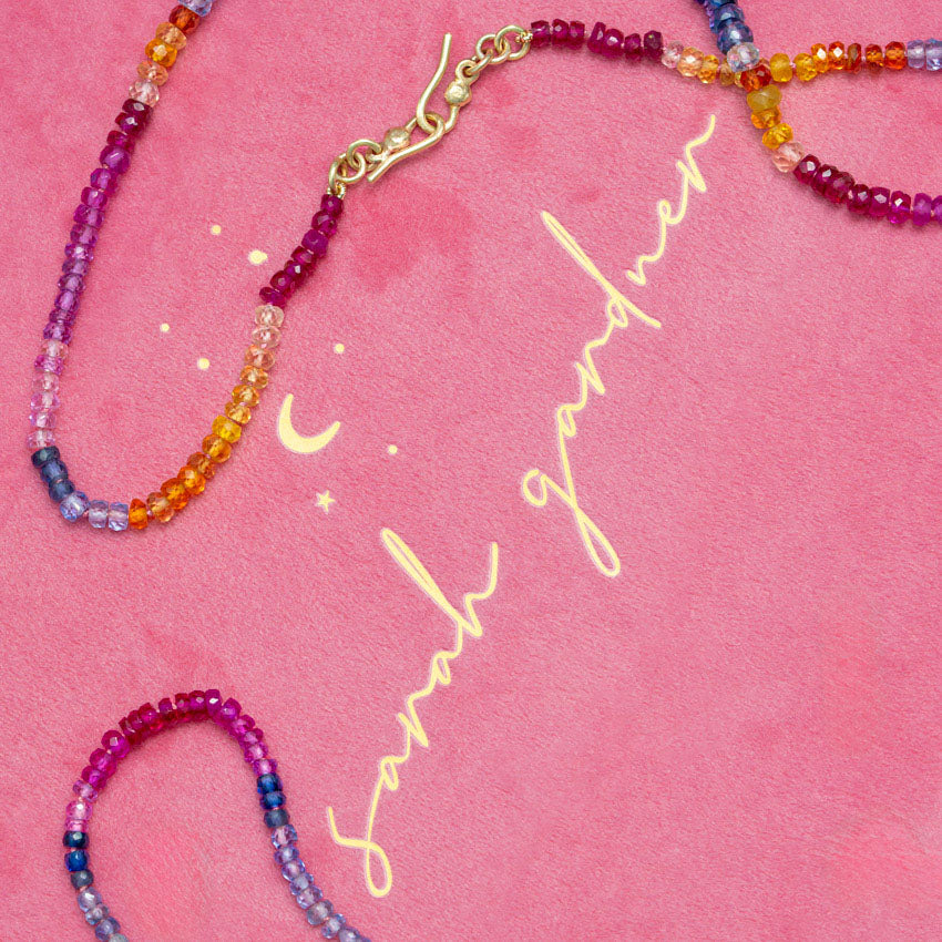One-off Shades Of Sapphire Bead Bracelet In 18ct Yellow Gold (In Stock)
