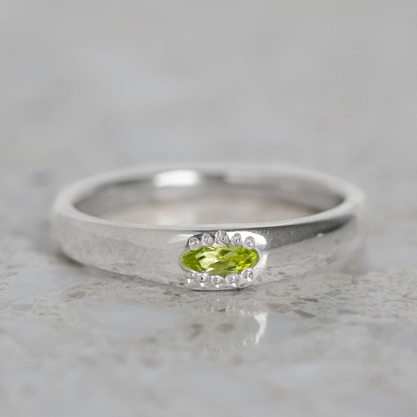 Peridot Marquise Wonky Stackable