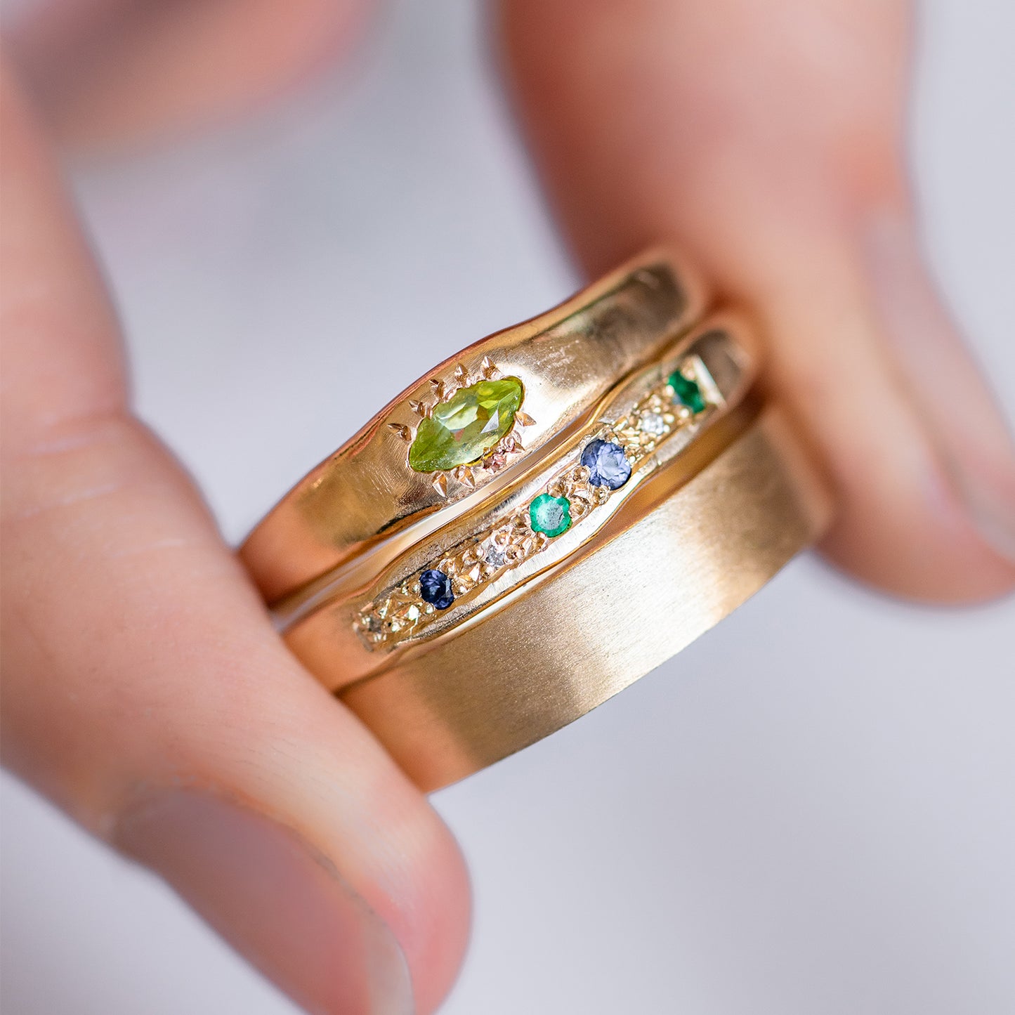 Peridot Marquise Wonky Stackable