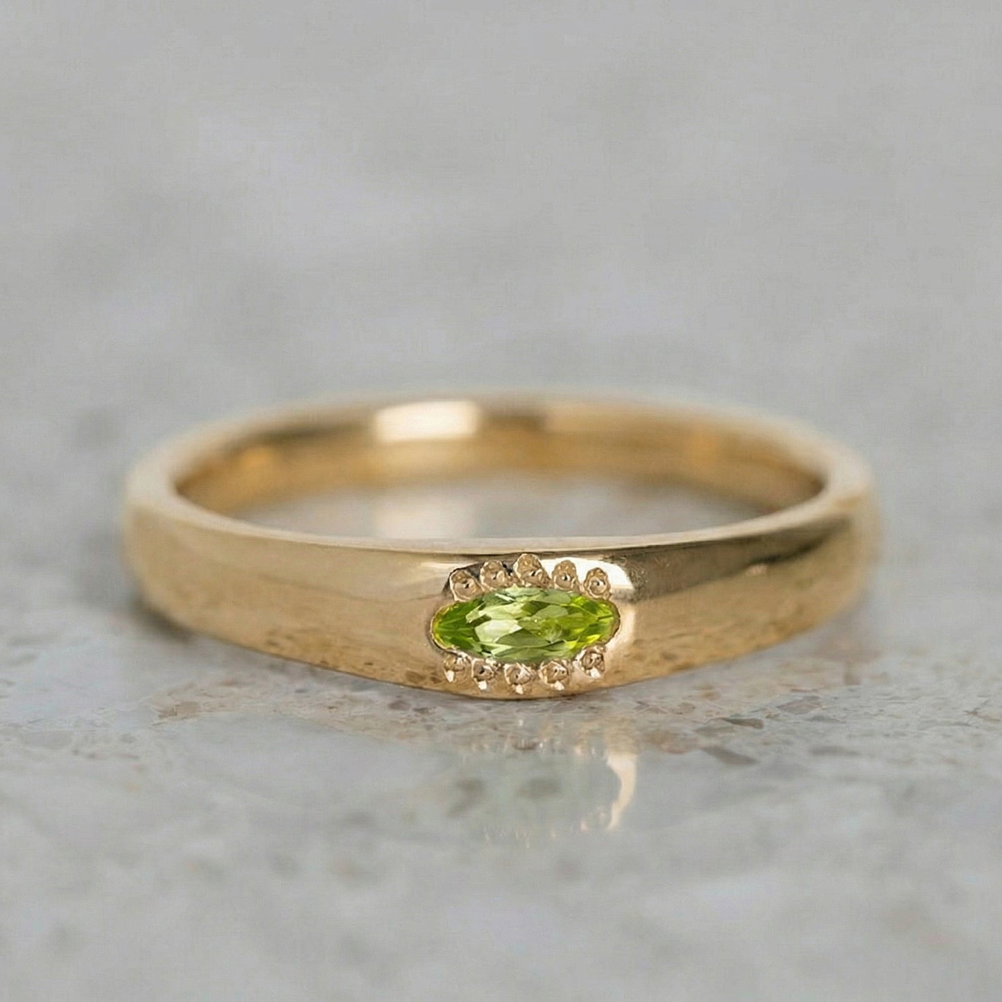 Peridot Marquise Wonky Stackable