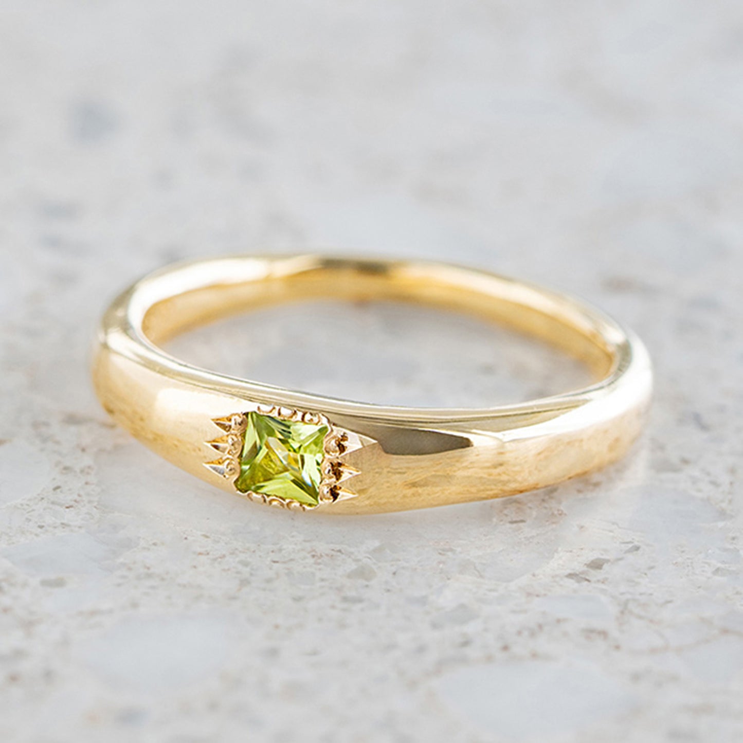 Peridot Princess Cut Wonky Stackable