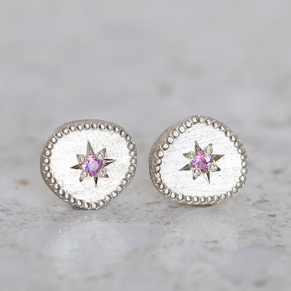 Pink Sapphire Rubble Studs