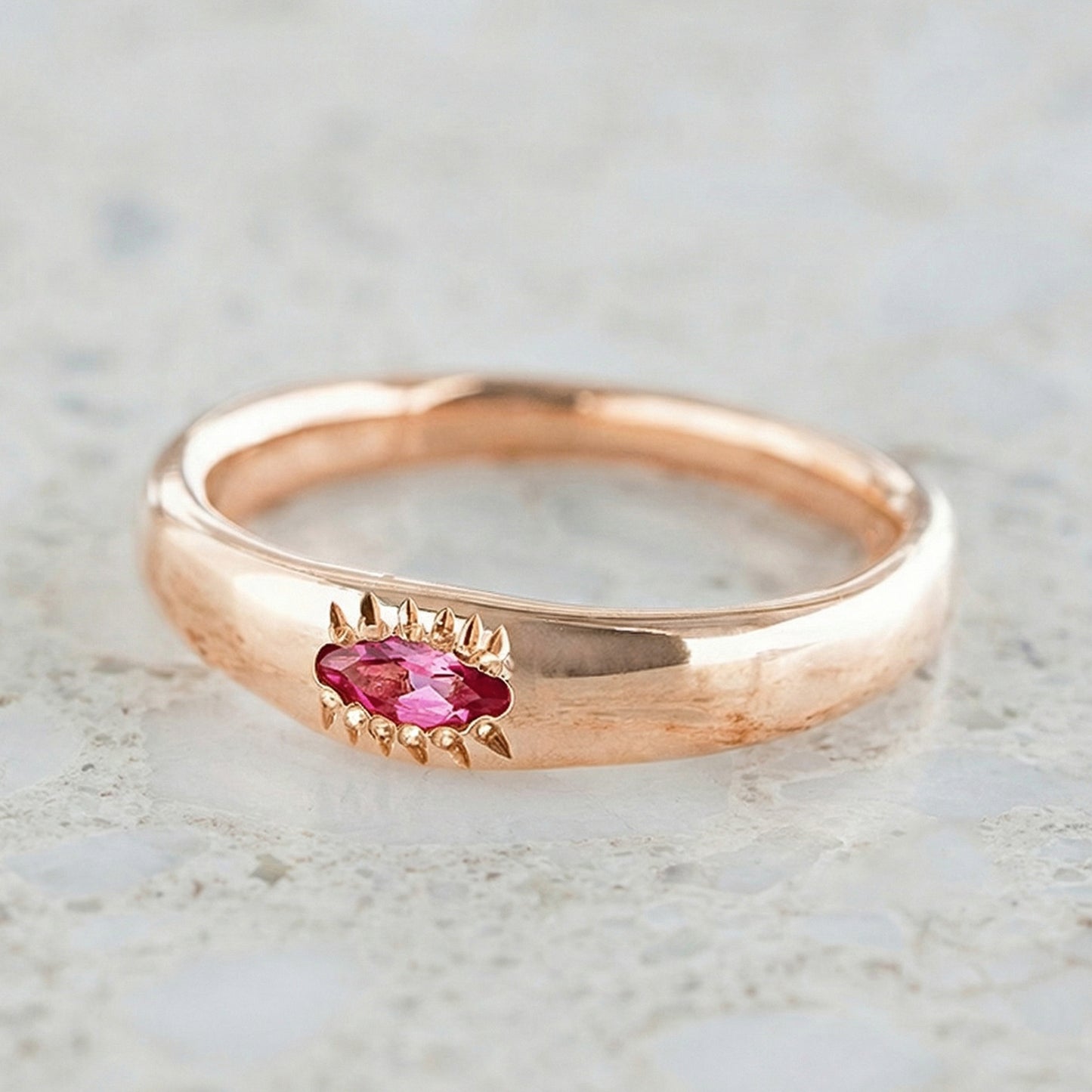 Pink Tourmaline Marquise Wonky Stackable