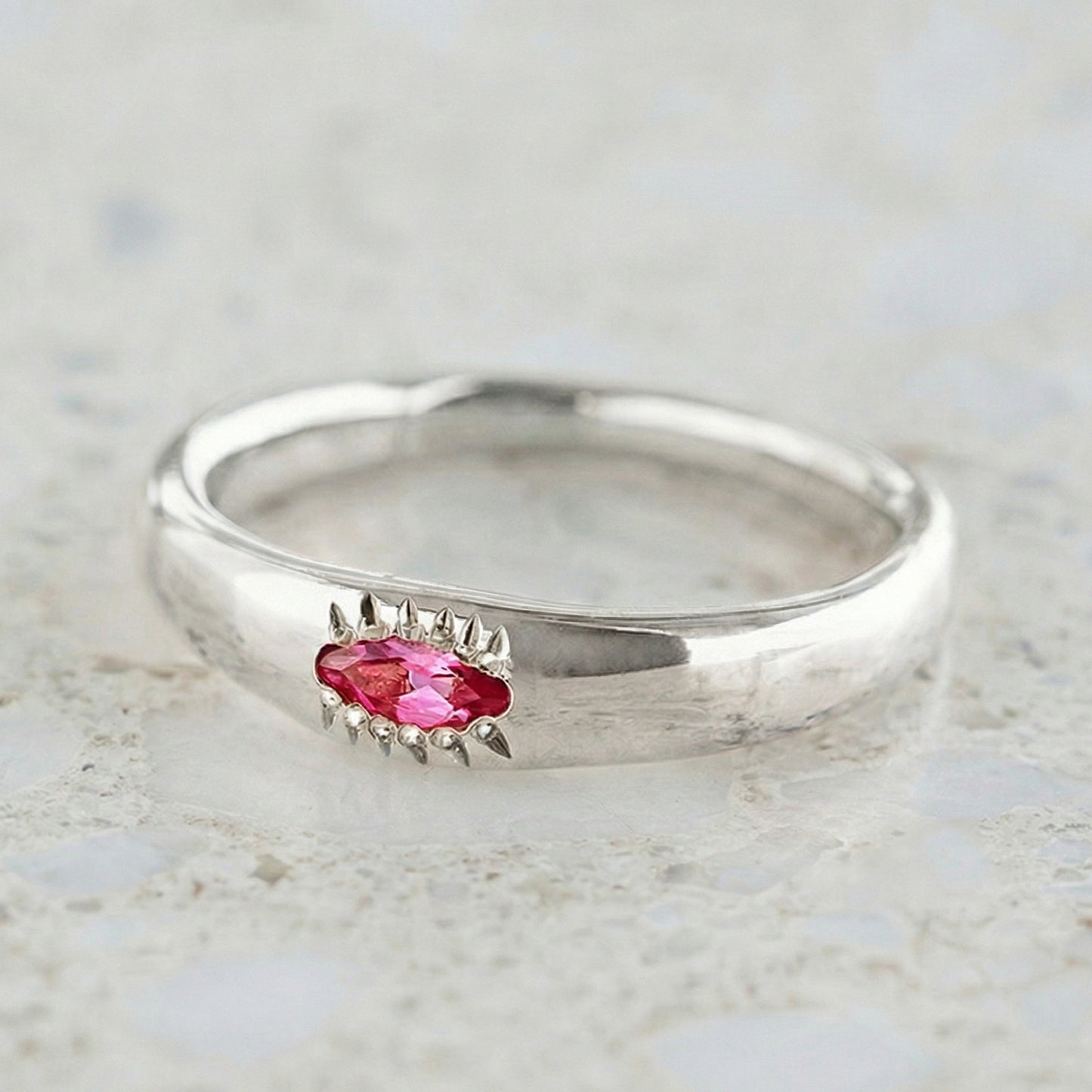 Pink Tourmaline Marquise Wonky Stackable