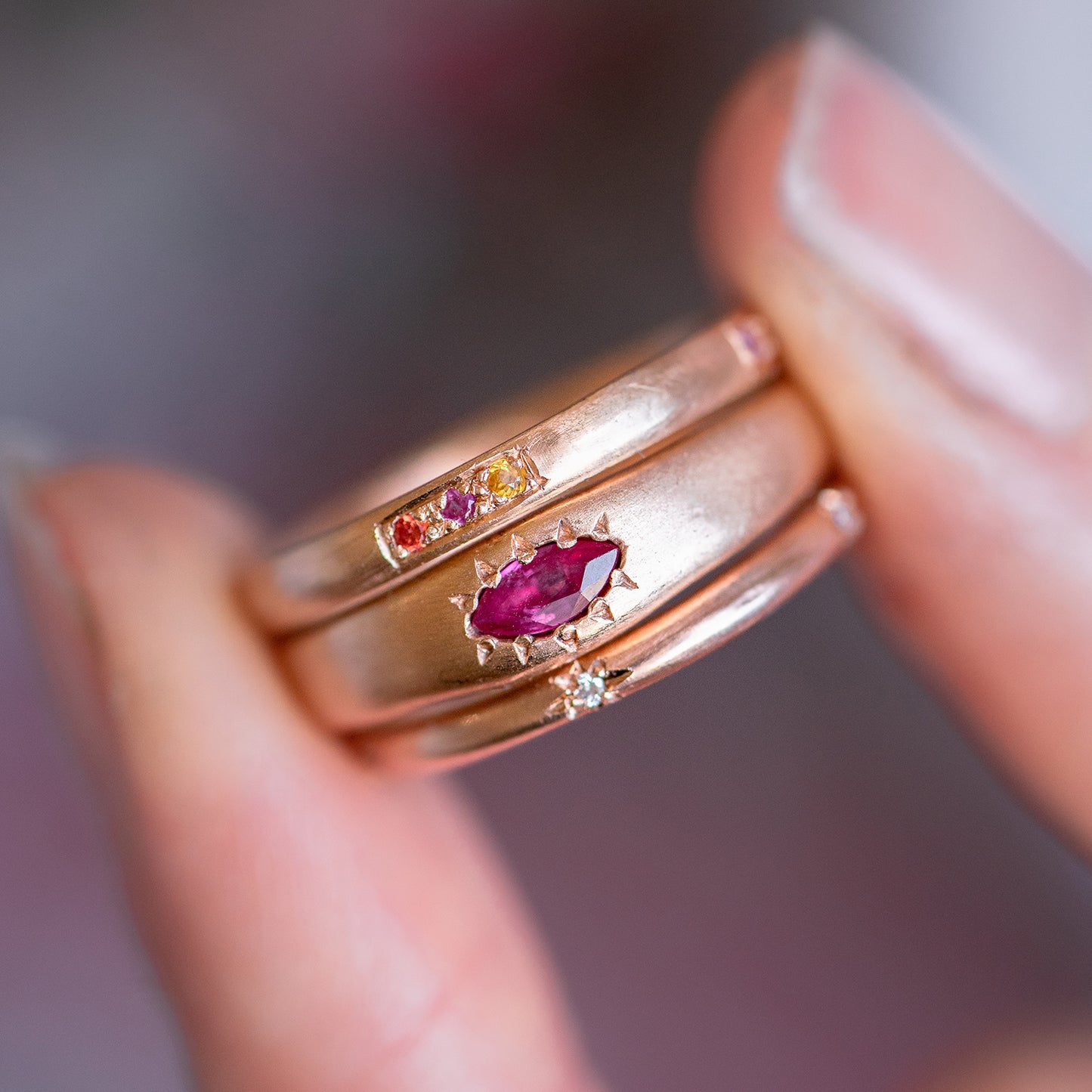 Pink Tourmaline Marquise Wonky Stackable