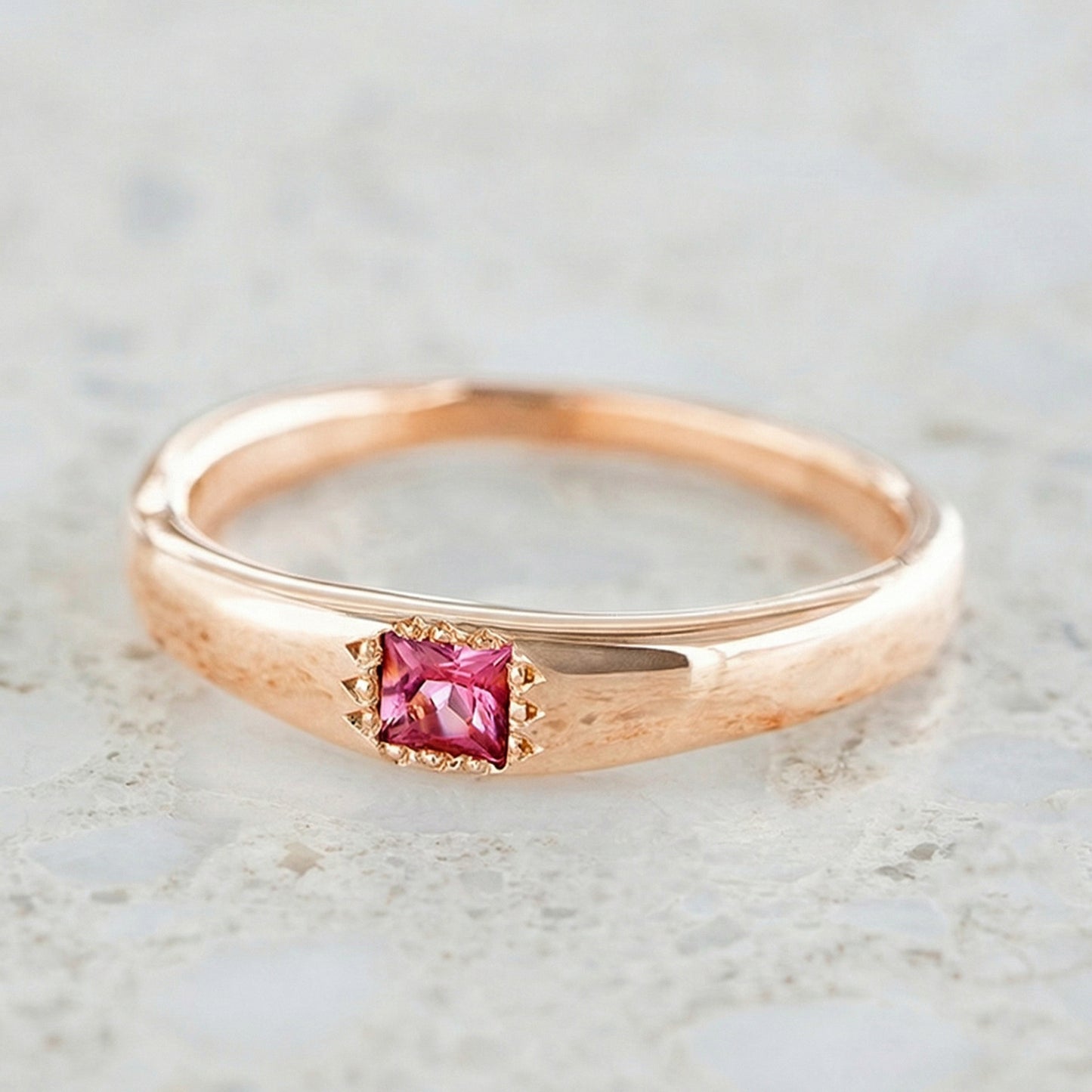 Pink Tourmaline Princess Cut Wonky Stackable