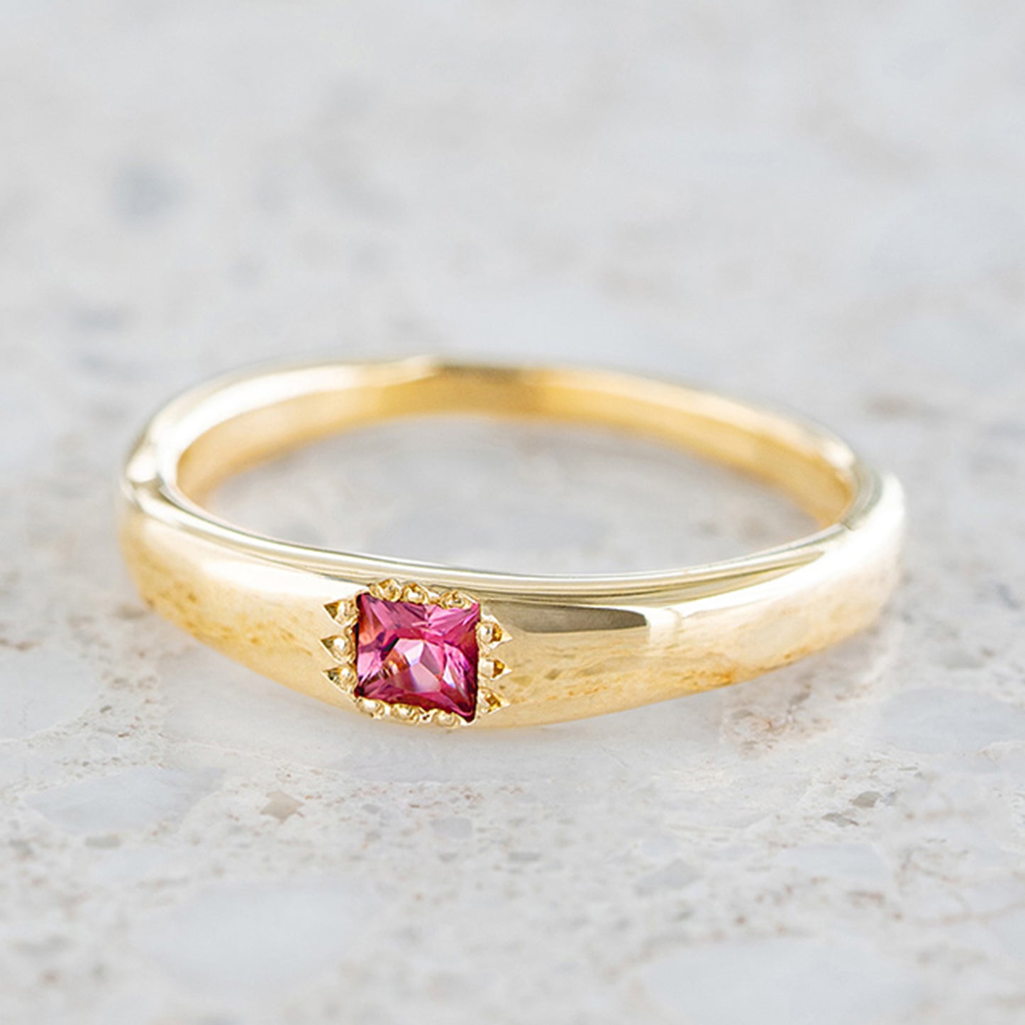 Pink Tourmaline Princess Cut Wonky Stackable