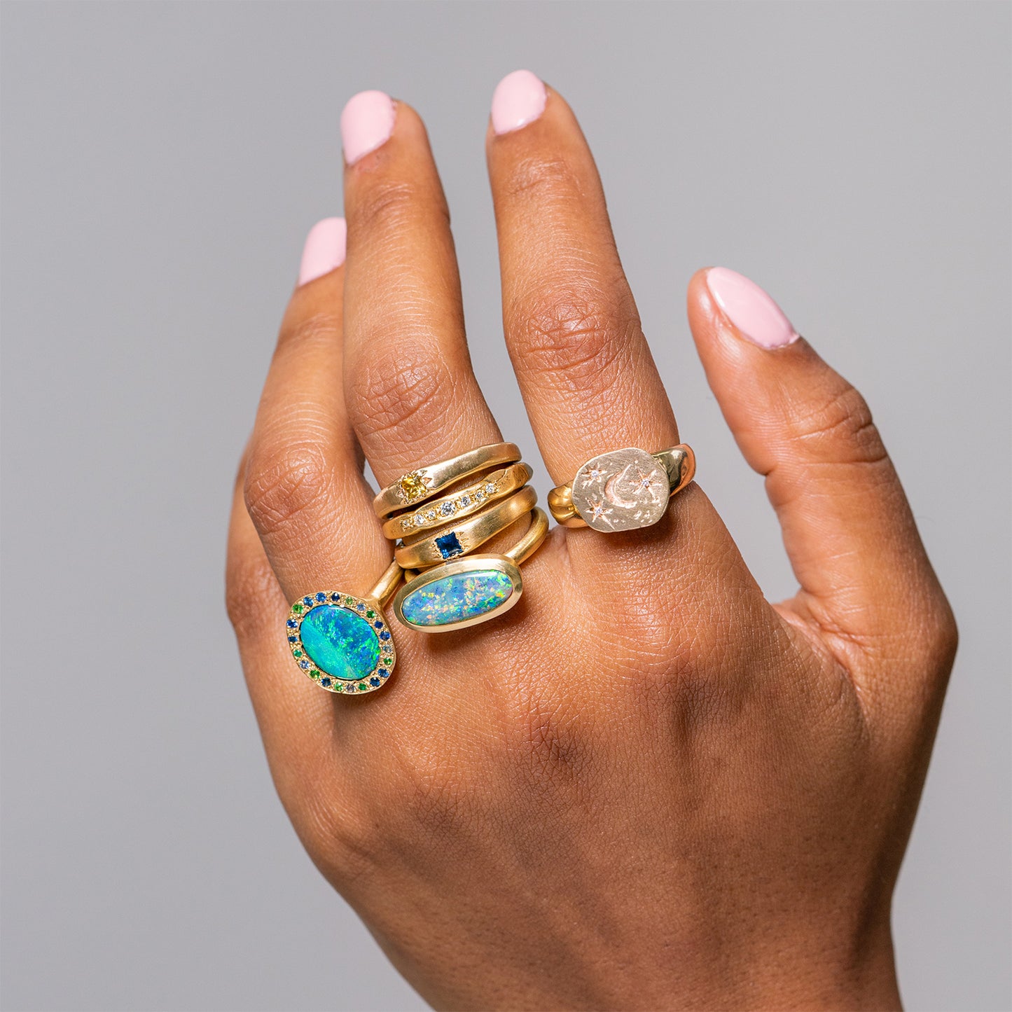 Blue Sapphire Princess Cut Wonky Stackable