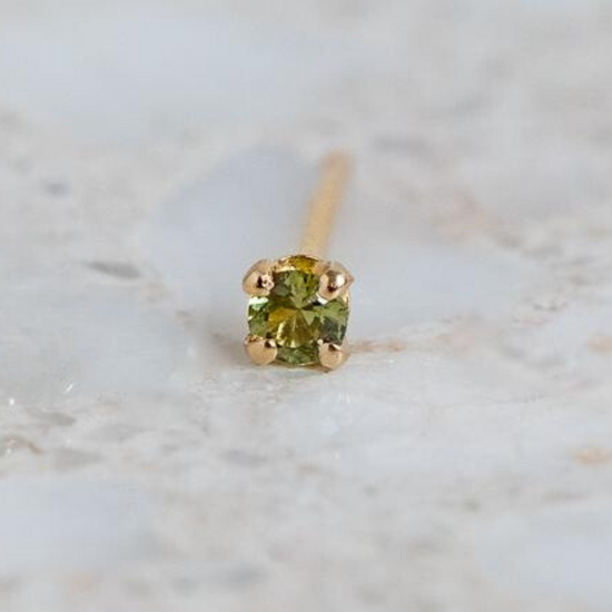 Tiny Parti Sapphire Single Stud In 14ct Yellow Gold (In Stock)