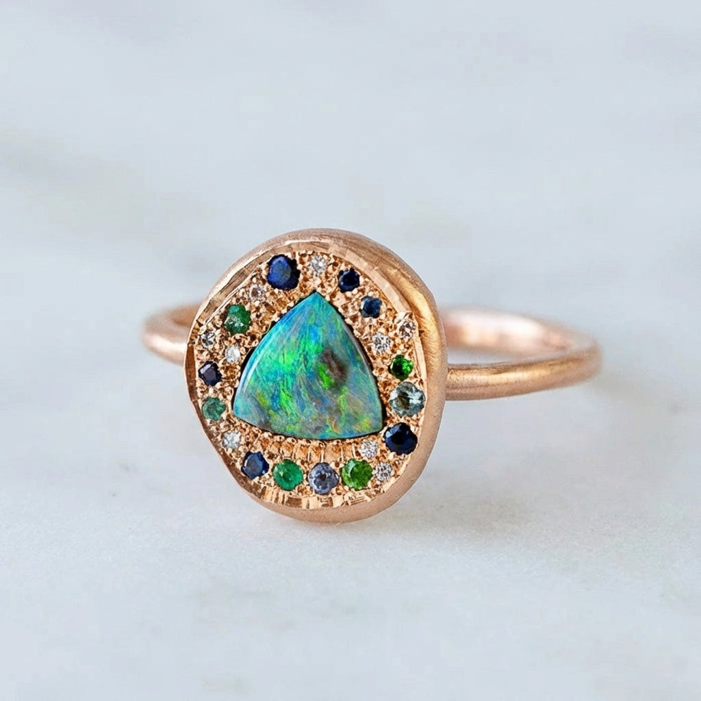 Black Opal Pebble Ring