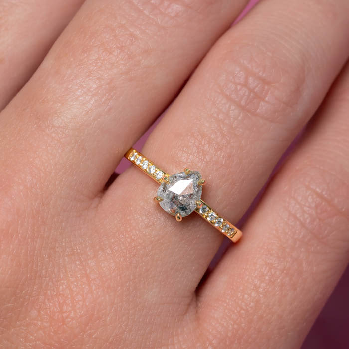Salt and Pepper Diamond Elizabeth Ring in 18ct Yellow Gold, Size M (In Stock)