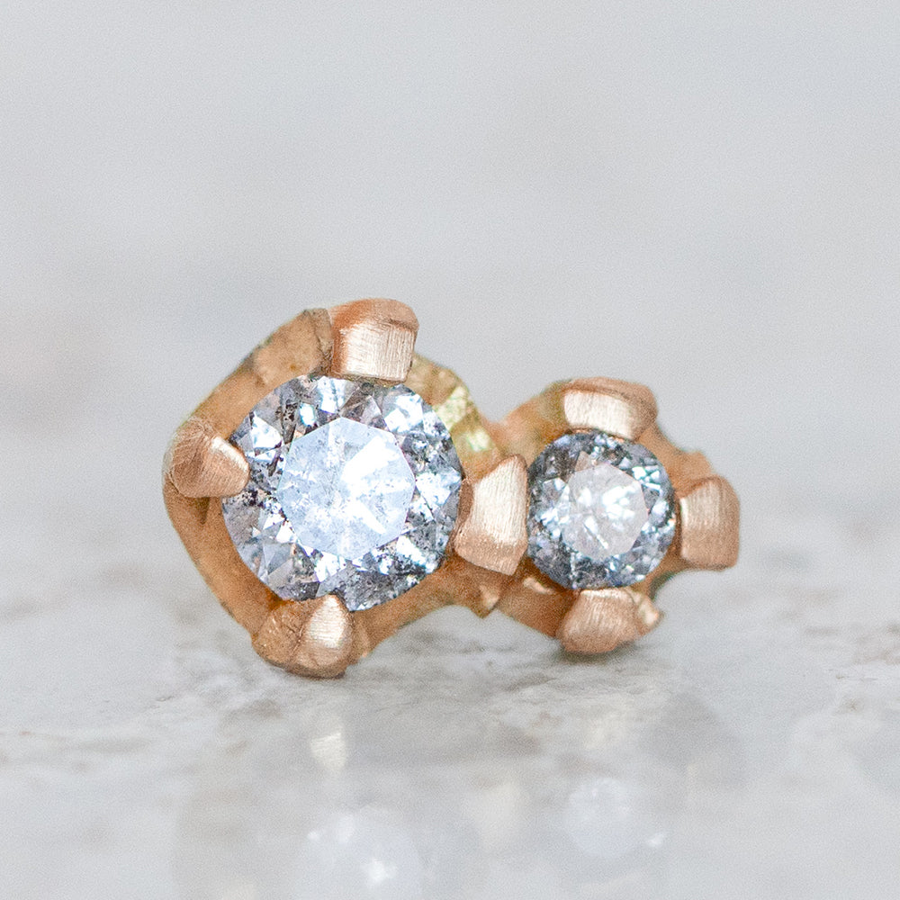 Salt and Pepper Diamond Bud Single Stud