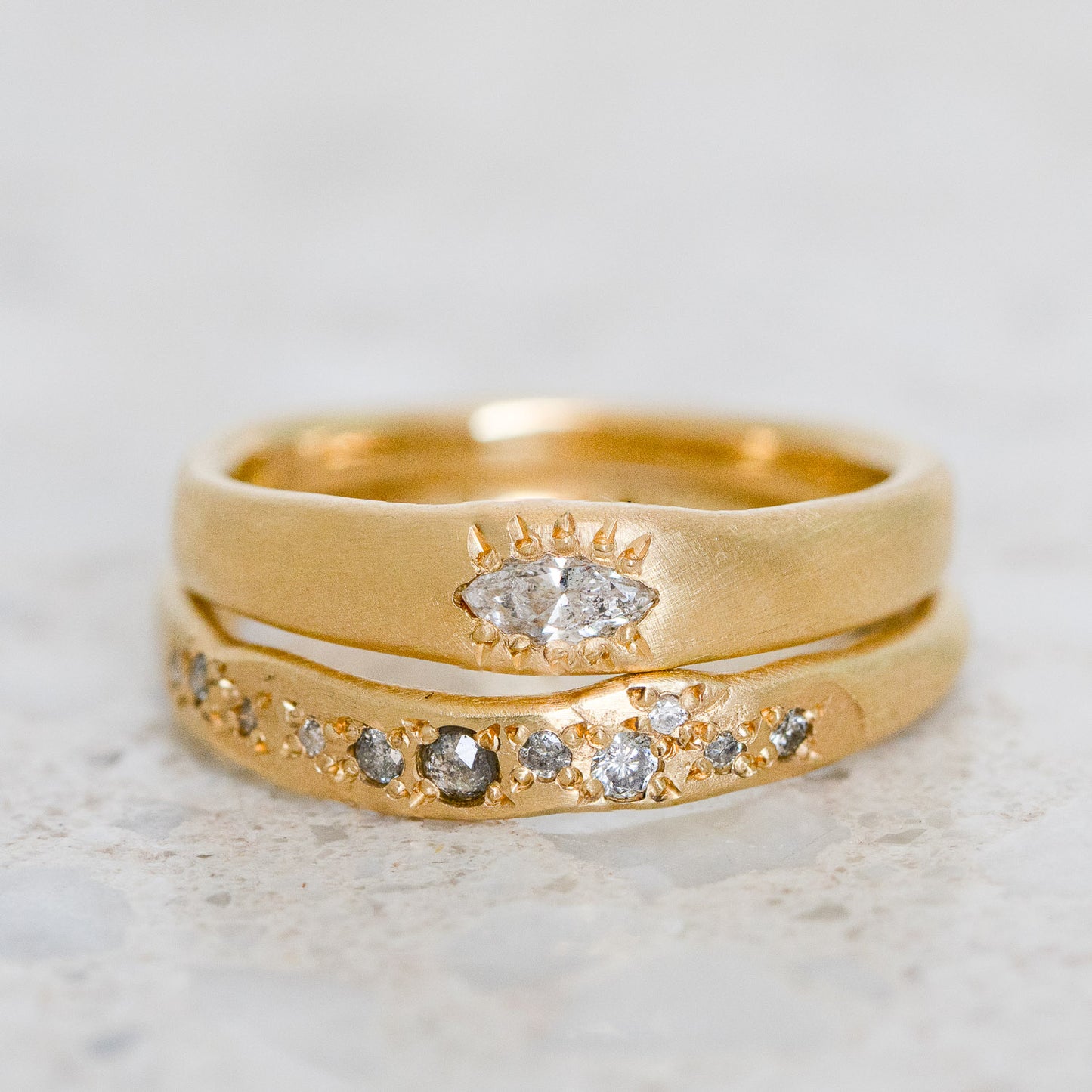 Salt And Pepper Marquise Wonky Stackable