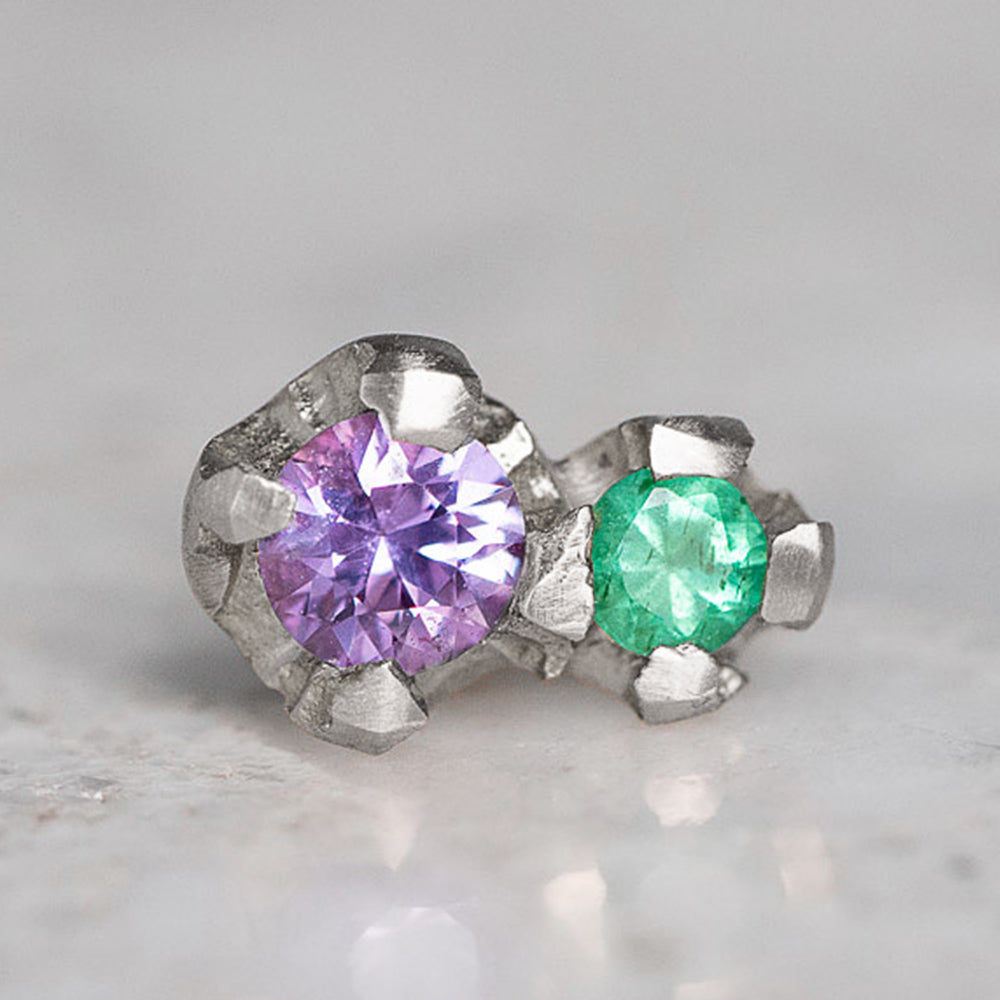 Sapphire And Emerald Bud Single Stud