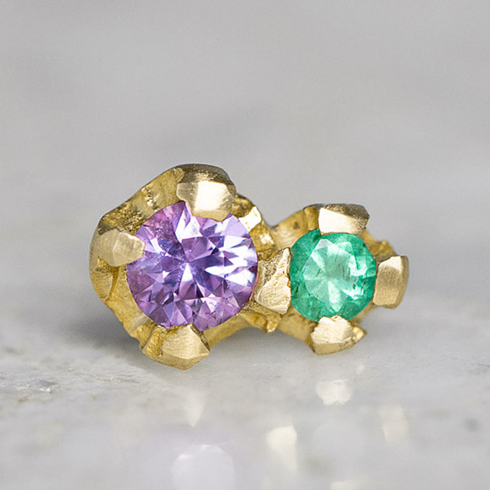 Sapphire And Emerald Bud Single Stud