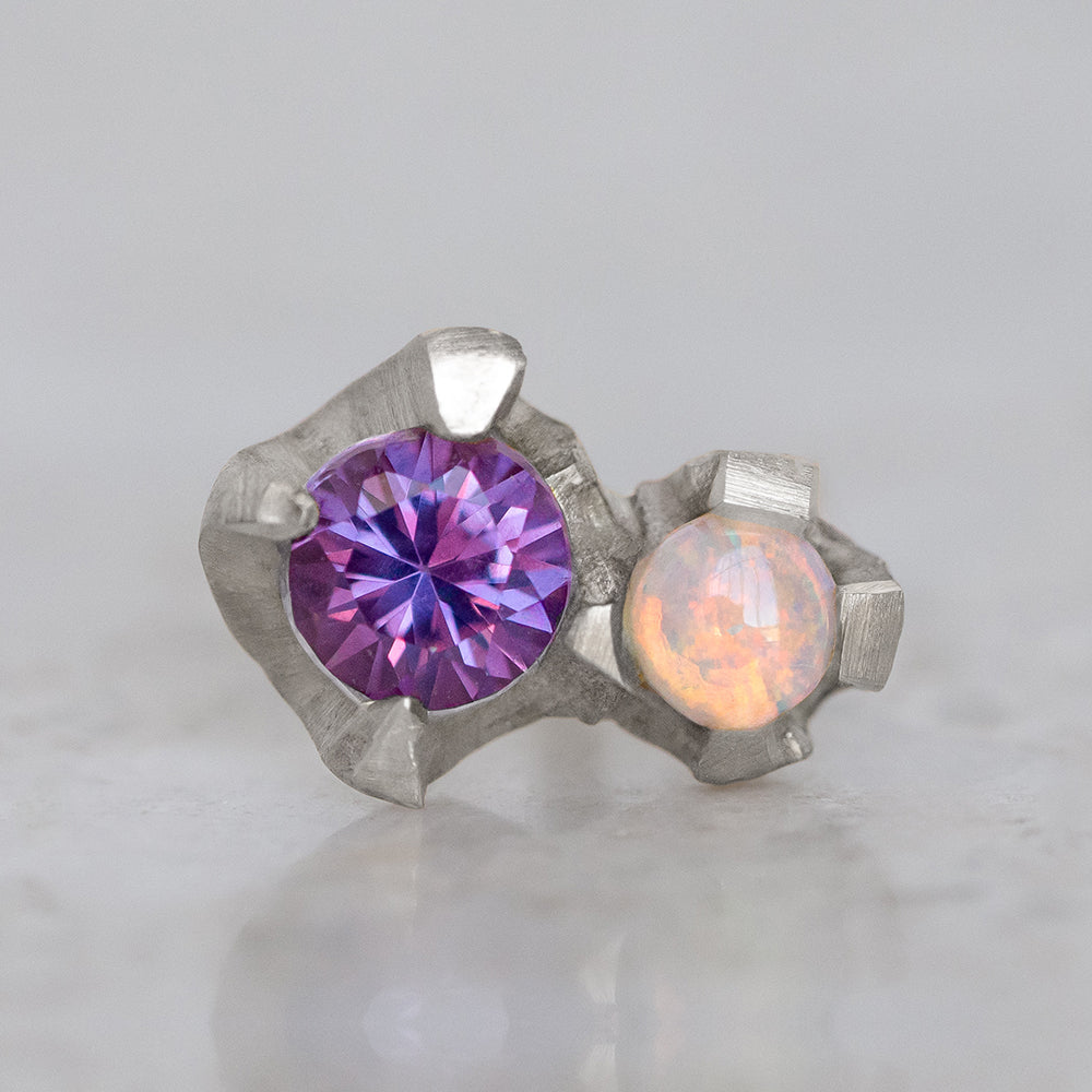 Sapphire and Opal Bud Single Studs