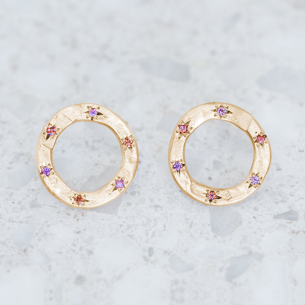 Sapphire Medium Open Pebble Earrings