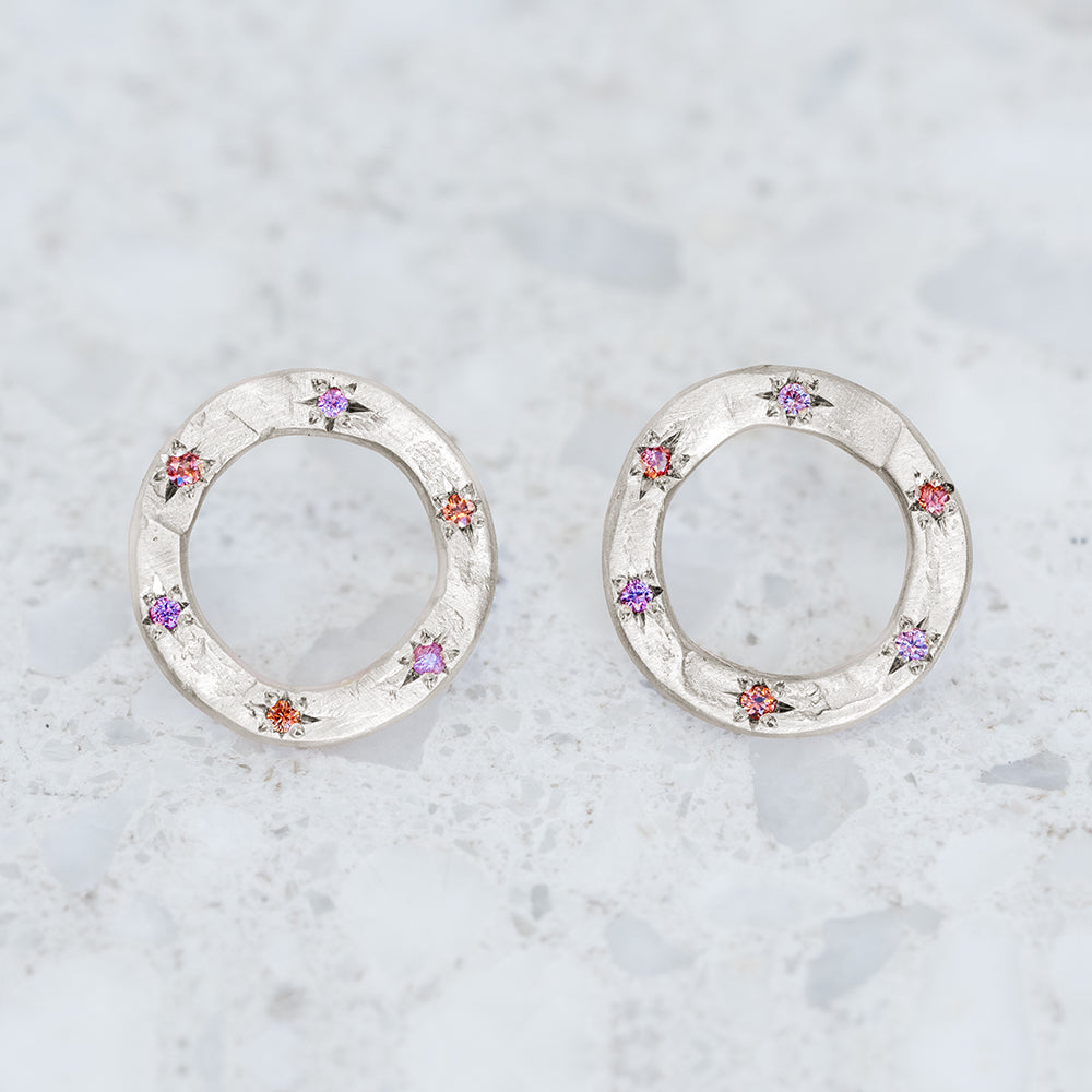 Sapphire Medium Open Pebble Earrings