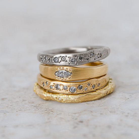 Salt And Pepper Diamond Scatter Band In 18ct Yellow Gold, Size P (In Stock)
