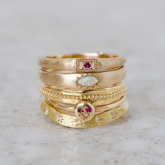 Opal Marquise Wonky Stackable In 9ct Yellow Gold, Size S (In Stock)