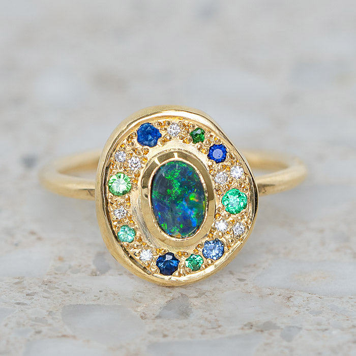 Load image into Gallery viewer, Black Opal Ocean&amp;#39;s Pompeii Ring
