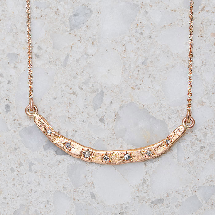 Salt & Pepper Wonky Bar Necklace In 18ct Rose Gold (In Stock)