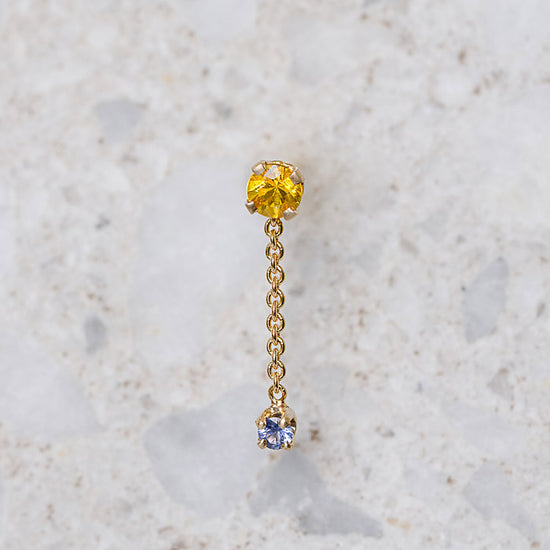 Load image into Gallery viewer, Yellow and Purple Sapphire Waterfall Single Stud
