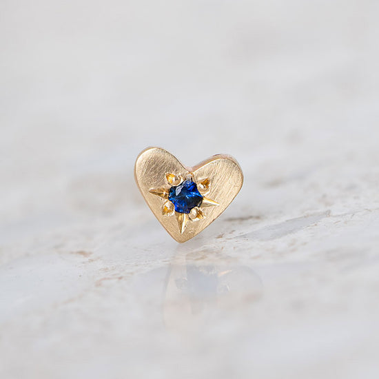Load image into Gallery viewer, Blue Sapphire Mini Heart Single Stud

