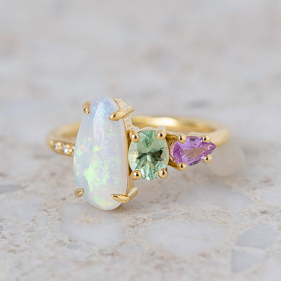 One Off Crystal Opal Splice In 18ct Yellow Gold, Size L (In Stock)