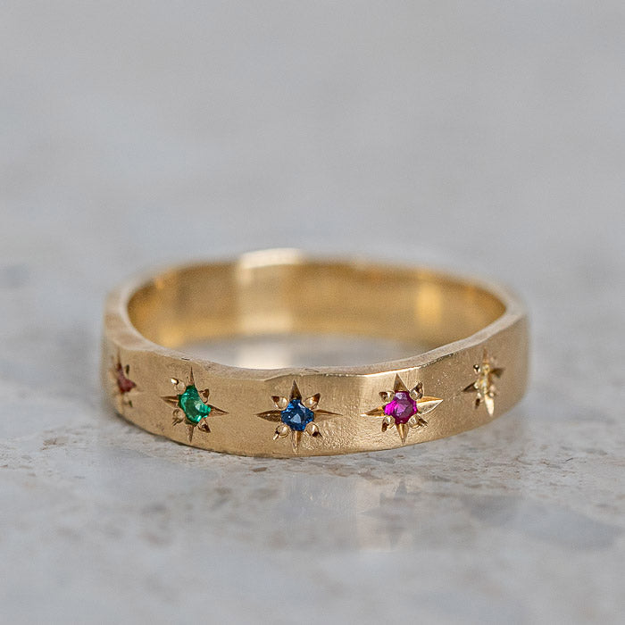 Carnivale Beaten Band (Wide) In 9ct Yellow Gold, Size Q and a half (In Stock)