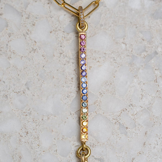 Black Opal Wand Necklace in 18ct Yellow Gold (In Stock)