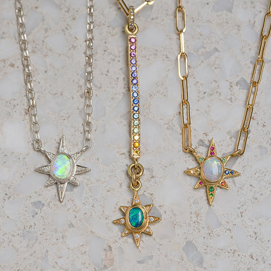 Crystal Opal and Diamond North Star Necklace