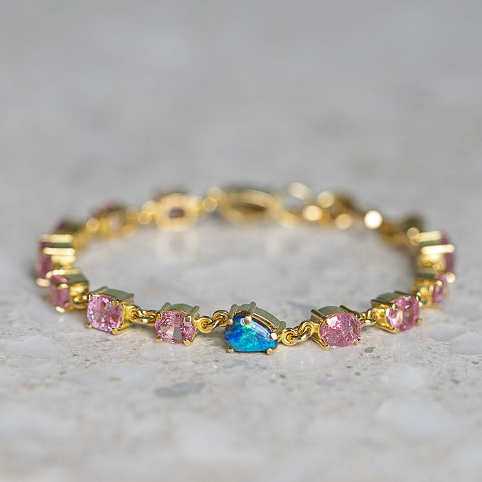 One-off Boudler Opal and Spinel Bracelet, 18ct Yellow Gold (In Stock)