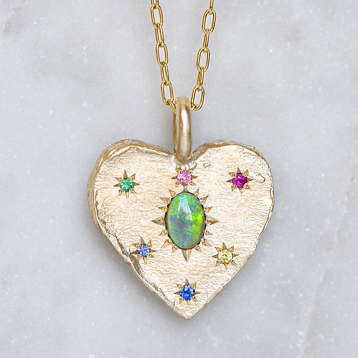 Black Opal Big Heart Necklace – Sarah Gardner Jewellery